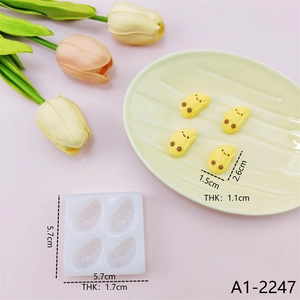 Detail view of silicone mold dimensions for DIY resin characters with size measurements