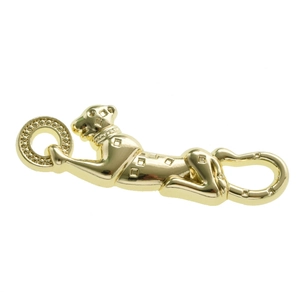 Polished gold leopard pendant with link ring for DIY jewelry making and necklaces