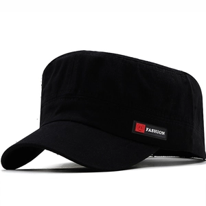 Vintage Cadet Cap Flat Top Military Hat Pure Cotton Adjustable Sun Protection Outdoor Travel Casual For Men Women