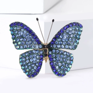 Butterfly Brooch Pin Alloy Sparkling Rhinestone Studded For Women Suit Coat Jewelry Vintage Elegant Fashion Accessories