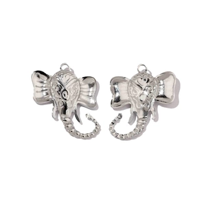 Polished silver stainless steel elephant pendants for DIY jewelry making accessories
