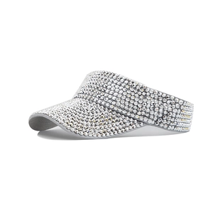 Luxury rhinestone empty top sun hat with sparkling crystals for outdoor summer protection