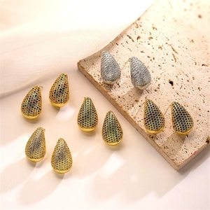 Waterdrop Stud Earrings Copper With Micro Paved Colorful Cubic Zirconia Fashion Minimalist Jewelry For Women