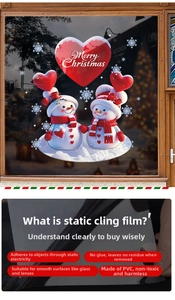 Detail der Weihnachts-Schneemann-Sticker aus PVC-Material mit einfacher statischer Haftung