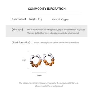 Detailed size chart for vintage beaded drop earrings in copper, weight 11g, height 3cm