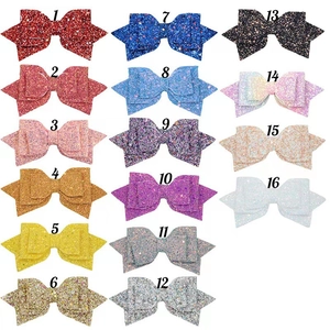 Glitter sequin bow hair clips set in 16 vibrant colors for girls hair styling