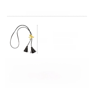 Adjustable bird bolo tie necklace with black leather cord and tassel detail