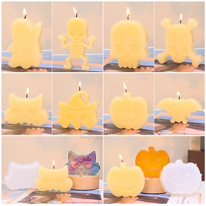 Halloween silicone molds set featuring pumpkin ghost skull and bat for DIY candles
