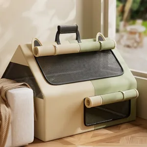 Sturdy house-shaped cat delivery room with reinforced supports and breathable mesh windows