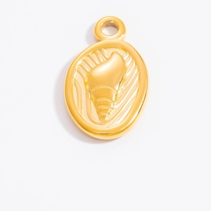 Ovaler Anhänger mit Muschelrelief aus 18k vergoldetem Edelstahl für DIY-Schmuckherstellung