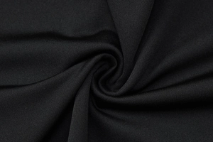 Macro view of the high-quality black knit fabric showing detailed fine texture and soft weave