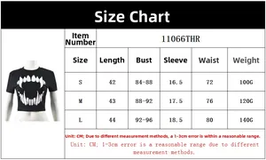 Guide des tailles pour crop top avec mesures en CM pour S, M, L incluant longueur et buste