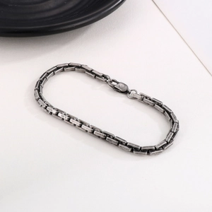 Vintage Hip Hop Stainless Steel Box Chain Jewelry Set For Men Women Byzantine Style Necklace And Bracelet Gold Silver Black