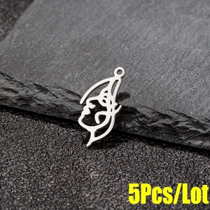 5Pcs/Lot stainless steel abstract face silhouette pendants for DIY jewelry making