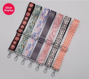 Detailed collection of seven bohemian style adjustable bag straps with silver hardware