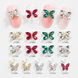 Abalorios 3D de mariposa para uñas con piedras de marquesa K9 y cristalería