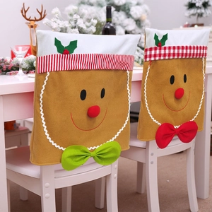 Christmas Gingerbread Man Chair Back Cover Festive Dining Room Decor Cartoon Fabric Chair Sleeve For Holiday Party Home Ornament