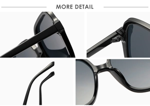 Detail view of large vintage square sunglasses featuring sturdy metal hinges and glossy finish