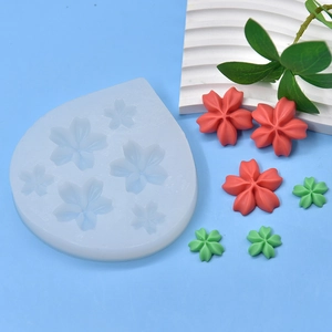 6-cavity cherry blossom silicone mold for DIY soap, candles, and fondant flower shapes