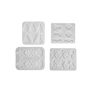 Silicone resin molds for Christmas gingerbread man and tree shaped DIY pendants