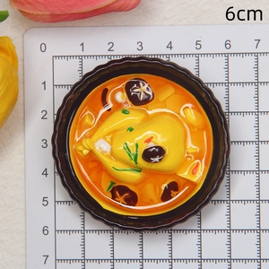 Detailed 6cm miniature resin chicken soup with mushrooms fridge magnet accessory