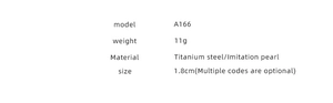 Detailed specifications for vintage titanium steel ring with imitation pearl, model A166
