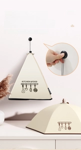 Foldable thermal food cover with suction cup for wall-mounted storage and dust protection