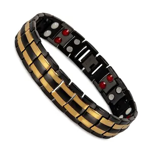 Magnetic Therapy Bracelet Titanium Stainless Steel Men Health Energy Link Bracelet Geometric Fashion Jewelry