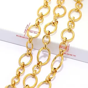Golden stainless steel O-chain for DIY jewelry with large 21x16mm and small 8x5mm links