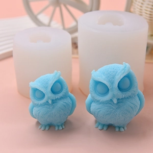 DIY owl shaped silicone mold for handmade candles and soap crafts with detailed textures