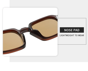Detail of lightweight integrated nose pads on vintage tortoiseshell square sunglasses
