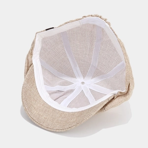 Internal structure of breathable linen flat cap with sweatband and support bands