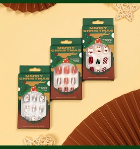 Detailed Christmas soft gel tips set with reindeer, snowman and classic festive designs