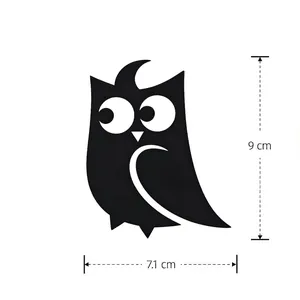 3D cute black cartoon cat bookmark with big eyes, minimalist design, 9cm height x 7.1cm width