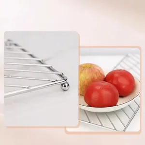 Kitchen heat resistant metal cooling rack with smooth welding and stable non-slip feet