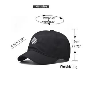 Size chart showing 54-60cm head circumference for the black mesh breathable sun cap