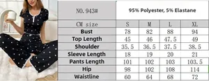 Size chart for women's black heart print pajamas set with lace trim details