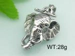 Hip hop elephant head pendant necklace in silver stainless steel finish weighing 28g