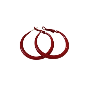 Classic vibrant red hoop earrings with polished finish and secure needle closure