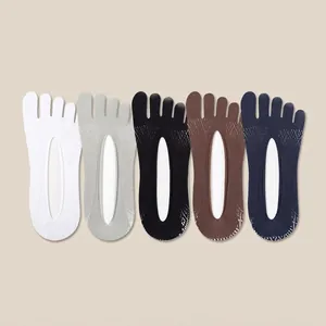 Men Thin Velvet Five-Toe No Show Socks Polyester Mesh Breathable Invisible Socks Low Cut Liner Non-Slip Toe Separation Socks