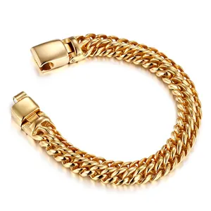 Bracelet Gourmette Homme Acier Inoxydable Grosse Chaîne Hip Hop Punk Bijoux Streetwear Avec Fermoir Boîte