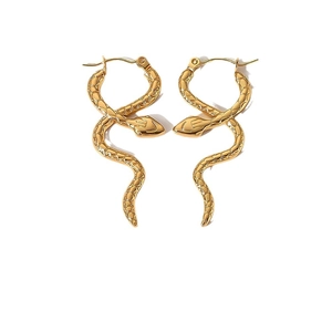 Chic snake-shaped 18k gold plated stainless steel hoop earrings for women stylish design