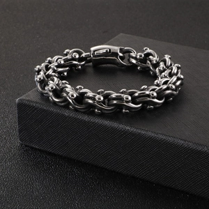 Bracelet chaîne croisée en acier inoxydable punk vintage pour homme fini bronze