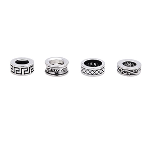 Vintage S925 sterling silver spacer beads with intricate retro engraved patterns