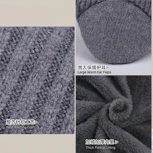 Winter knitted hat and scarf set for boys with warm fleece lining and ear protection