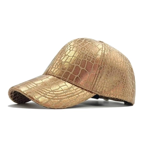 Metallic Faux Leather Baseball Cap Men Women Embossed Crocodile Pattern Adjustable Sun Hat Street Fashion Hip Hop Peak Cap