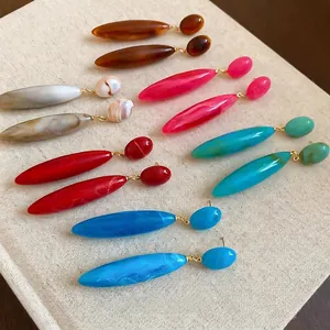 Minimalist acrylic waterdrop earrings with marble pattern in six vibrant colors