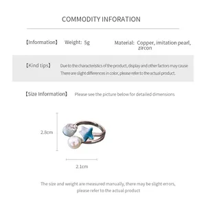 Detail showing dimensions and material specifications for the seashell pearl open ring