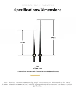 Quartz clock hands set model 985 with 102mm hour hand and 143mm minute hand dimensions