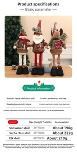 Tableau des tailles pour figurines de Noël en tissu avec Père Noël, bonhomme et renne